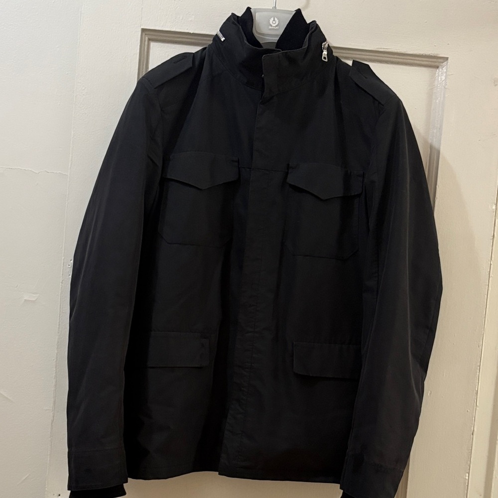 Prada Black Military Field Jacket 2 jacket( Outside: Cotton with Hidden Hood)